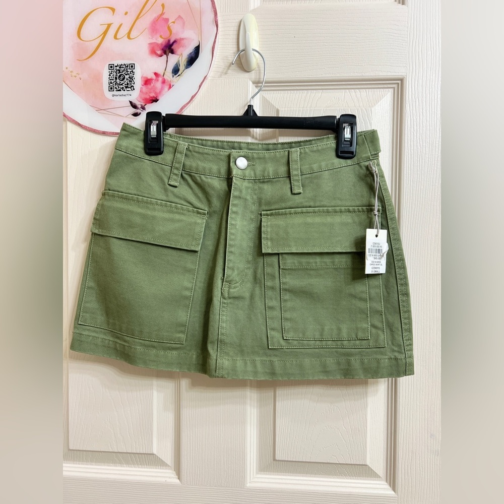 NWT Cozi Olive Green Cargo Utility Mini Skirt XS